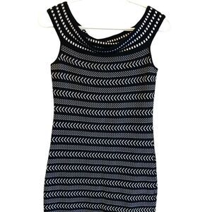 VINCE Camuto Fitted Knit Sleeveless Dress with Rolled Shawl Collar EUC
